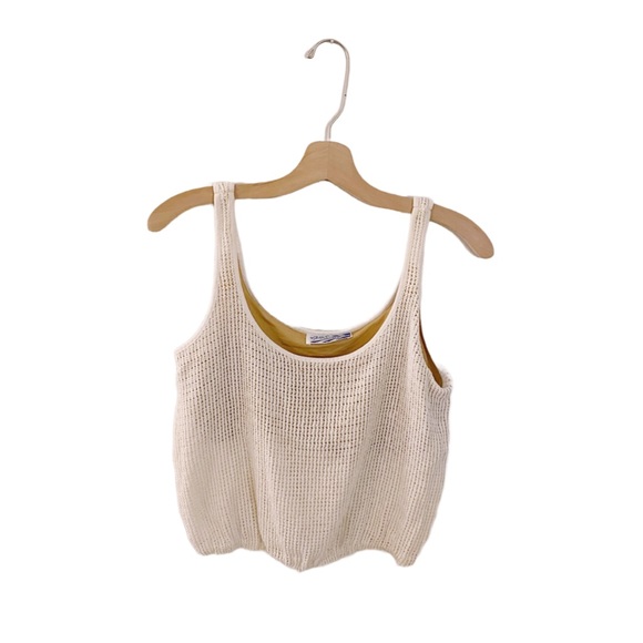 Vintage Tops - Vintage Action Scene Crochet Crop Top Swim Cover Up